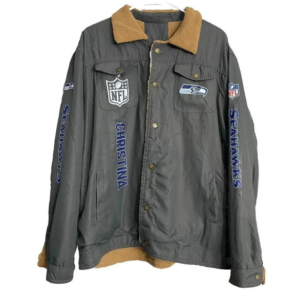 NFL SEATTLE SEAHAWKS JACKET | BUTTON UP | Men’s Size M/L | Color Gray - Picture 1 of 9